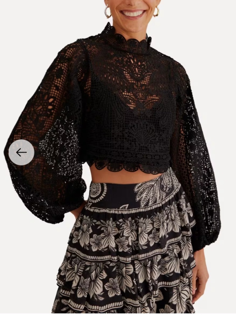 Farm Rio Black Lace (Guipure) Blouse